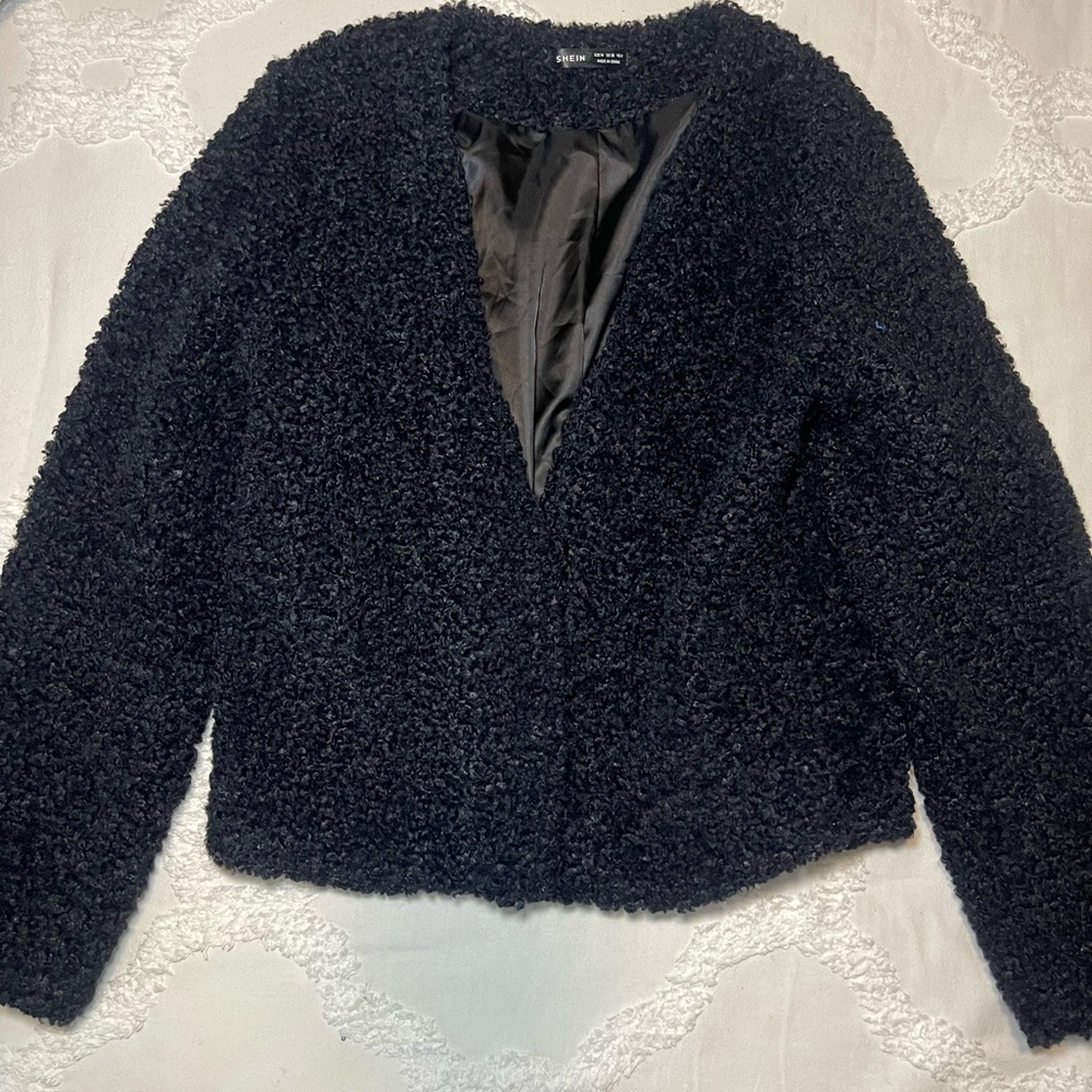 SHEIN faux fur black jacket